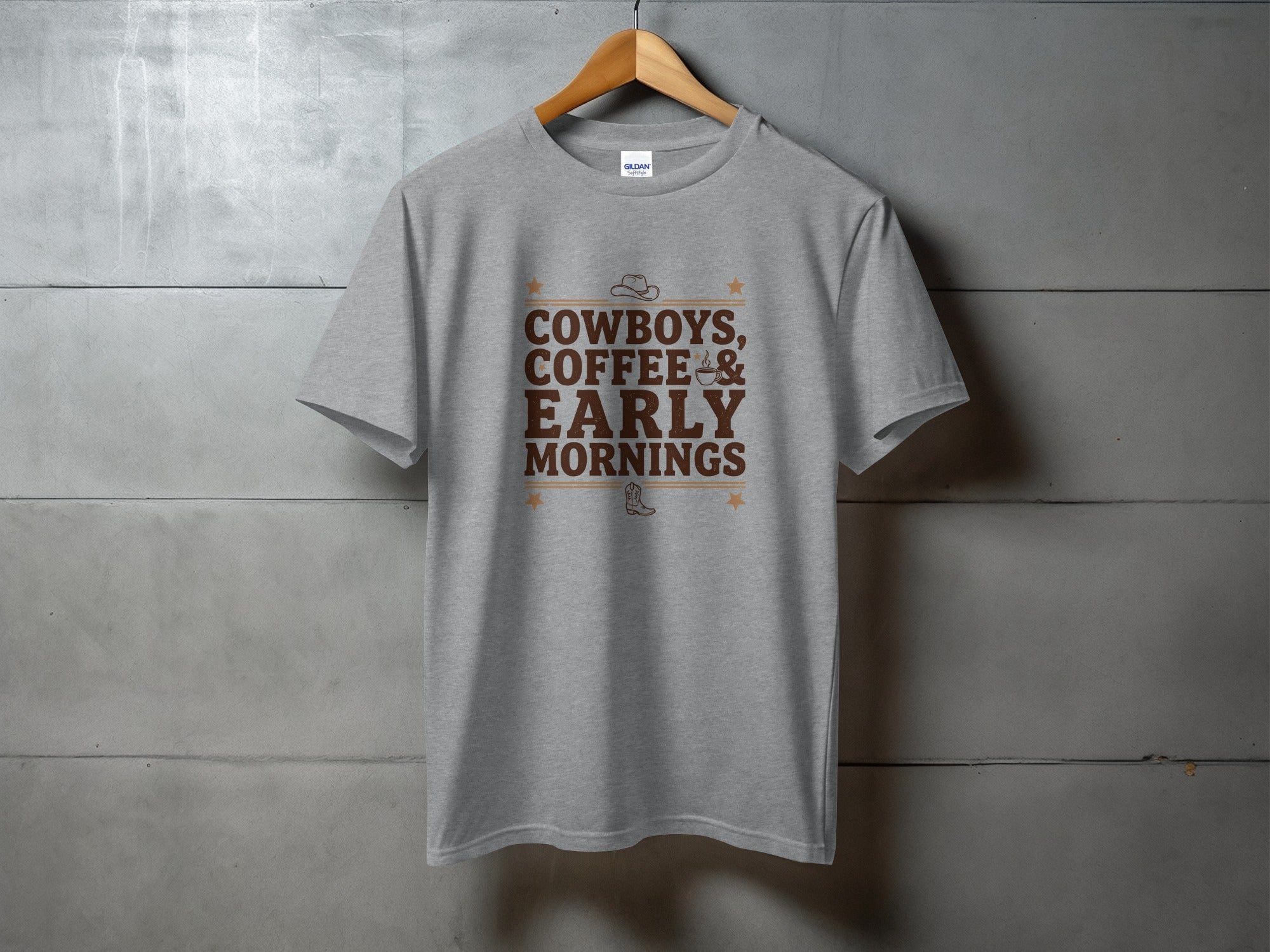 Rustic Morning Ritual - cozy western coffee tee, heavyweight cotton, Texas Dust & Denim western apparel