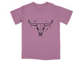 Mauve t-shirt with a black bull skull and star graphic in the center.