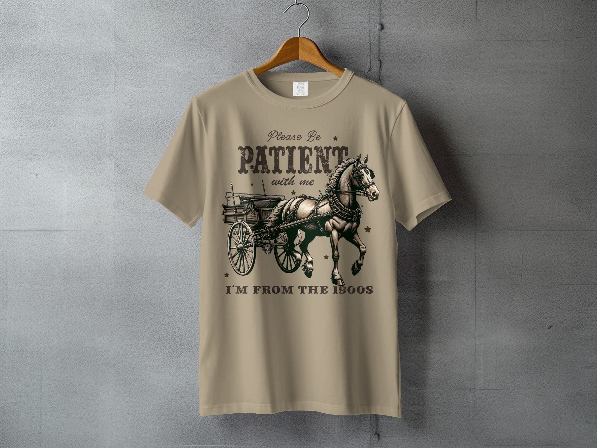 Patient 1900s Carriage - novelty western tee, heavyweight cotton, Texas Dust & Denim western apparel