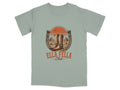 T-shirt graphic with cowboy boots in a horseshoe, desert landscape, and "Ella Fella Club" text.
