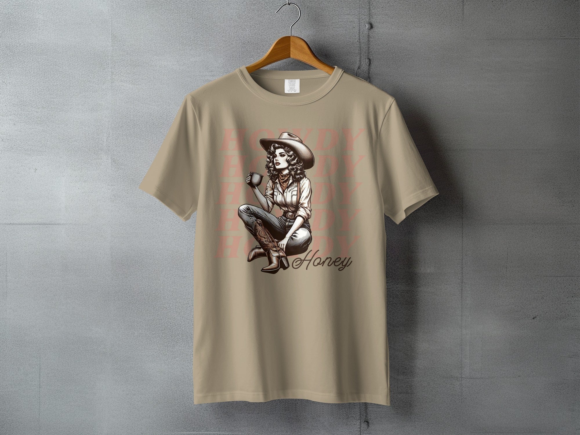 Howdy Honey Cowgirl Chic - statement cowgirl tee, heavyweight cotton, Texas Dust & Denim western apparel