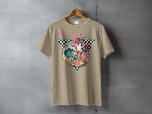 Feral Girl Summer Retro Wave - coastal cowgirl tee, heavyweight cotton, Texas Dust & Denim western apparel