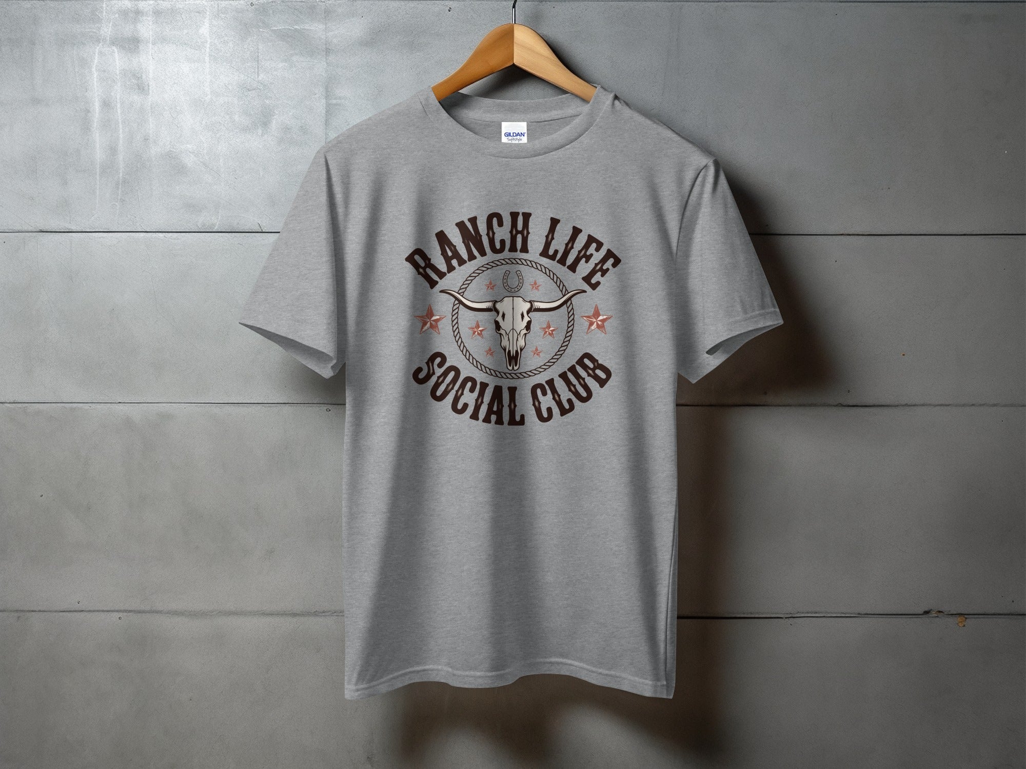 Ranch Life Social Club Western Graphic - vintage western tee, heavyweight cotton, Texas Dust & Denim western apparel