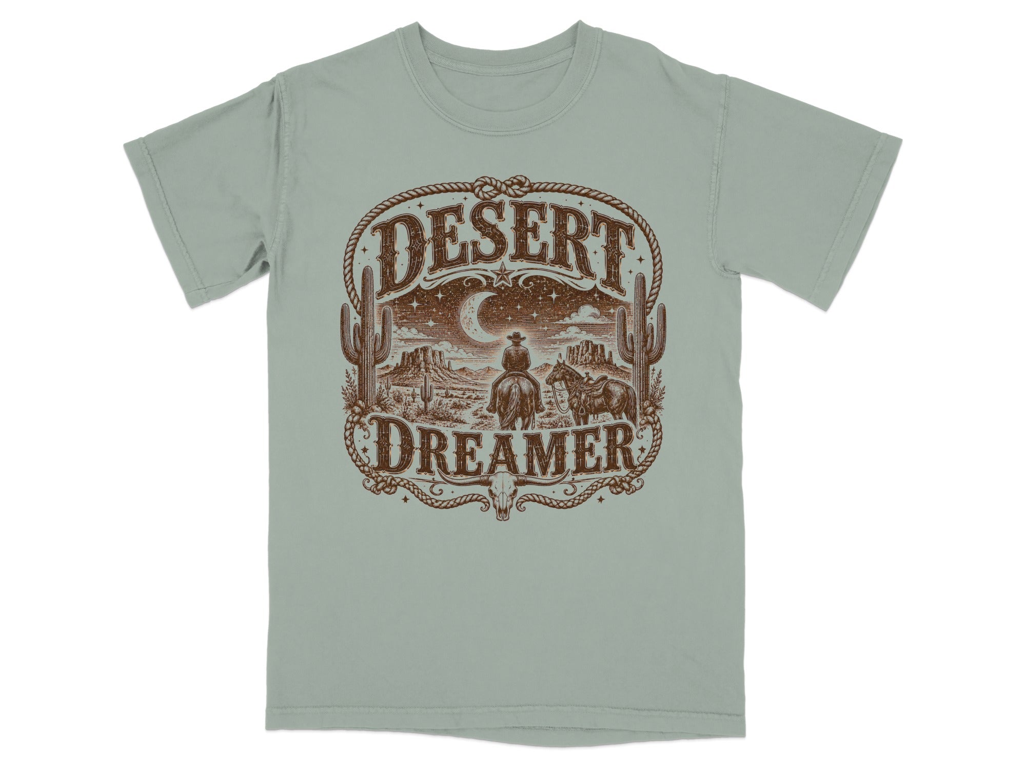 T-shirt with "Desert Dreamer" text and a western desert graphic.
