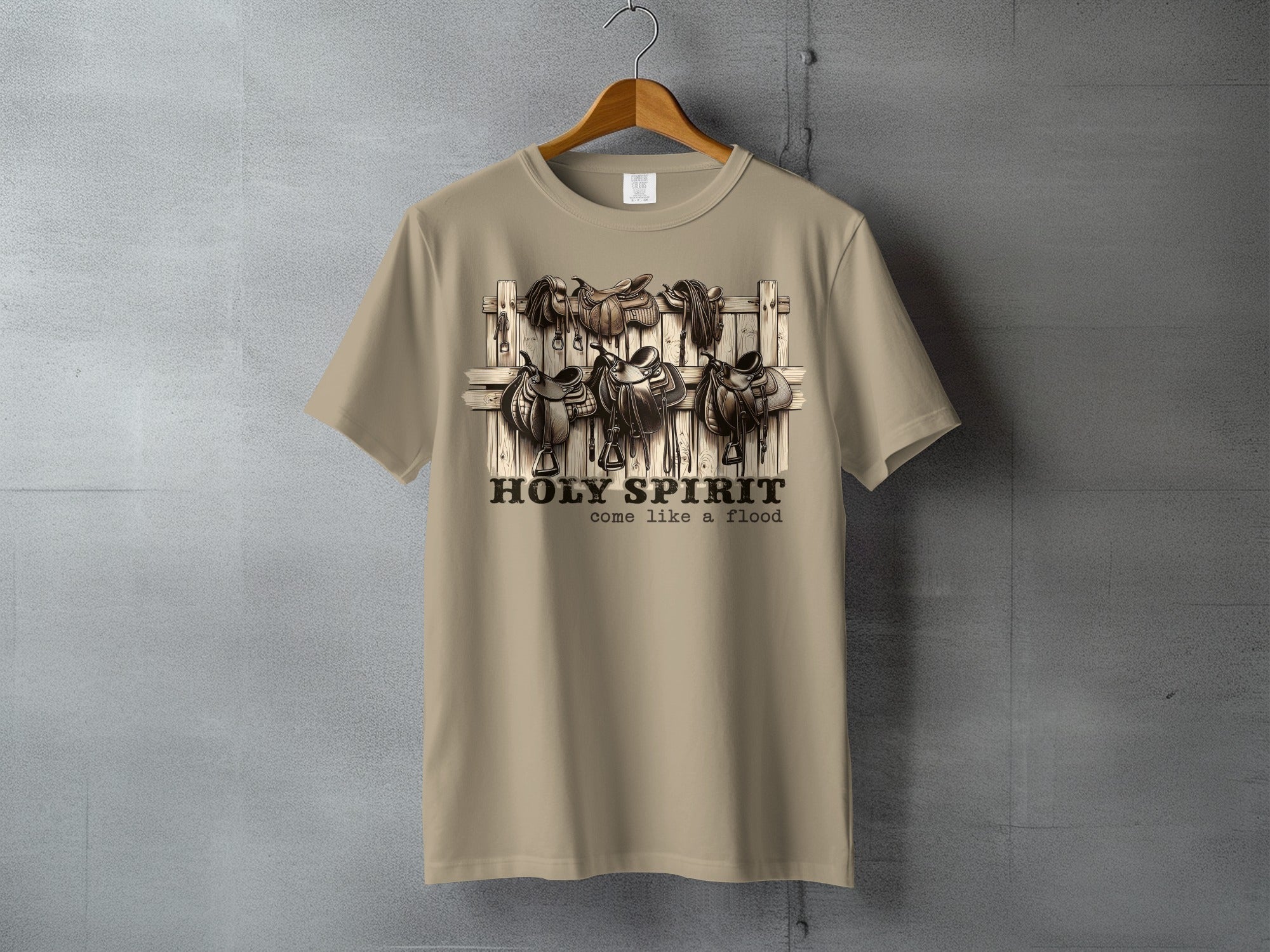 Holy Spirit Flood Western - faith-inspired western tee, heavyweight cotton, Texas Dust & Denim western apparel