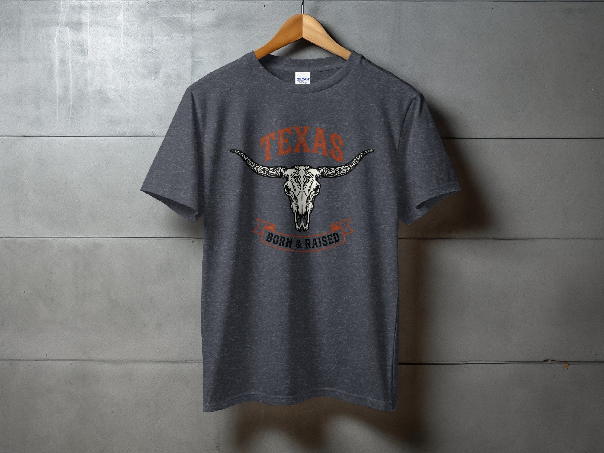 Texas Heritage Longhorn Skull Graphic - vintage western tee, heavyweight cotton, Texas Dust & Denim western apparel
