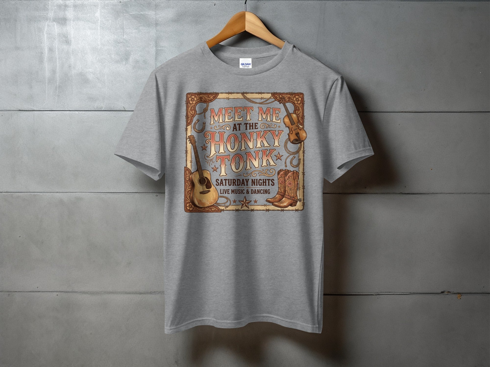 Saturday Night Honky Tonk - country music tee, heavyweight cotton, Texas Dust & Denim western apparel