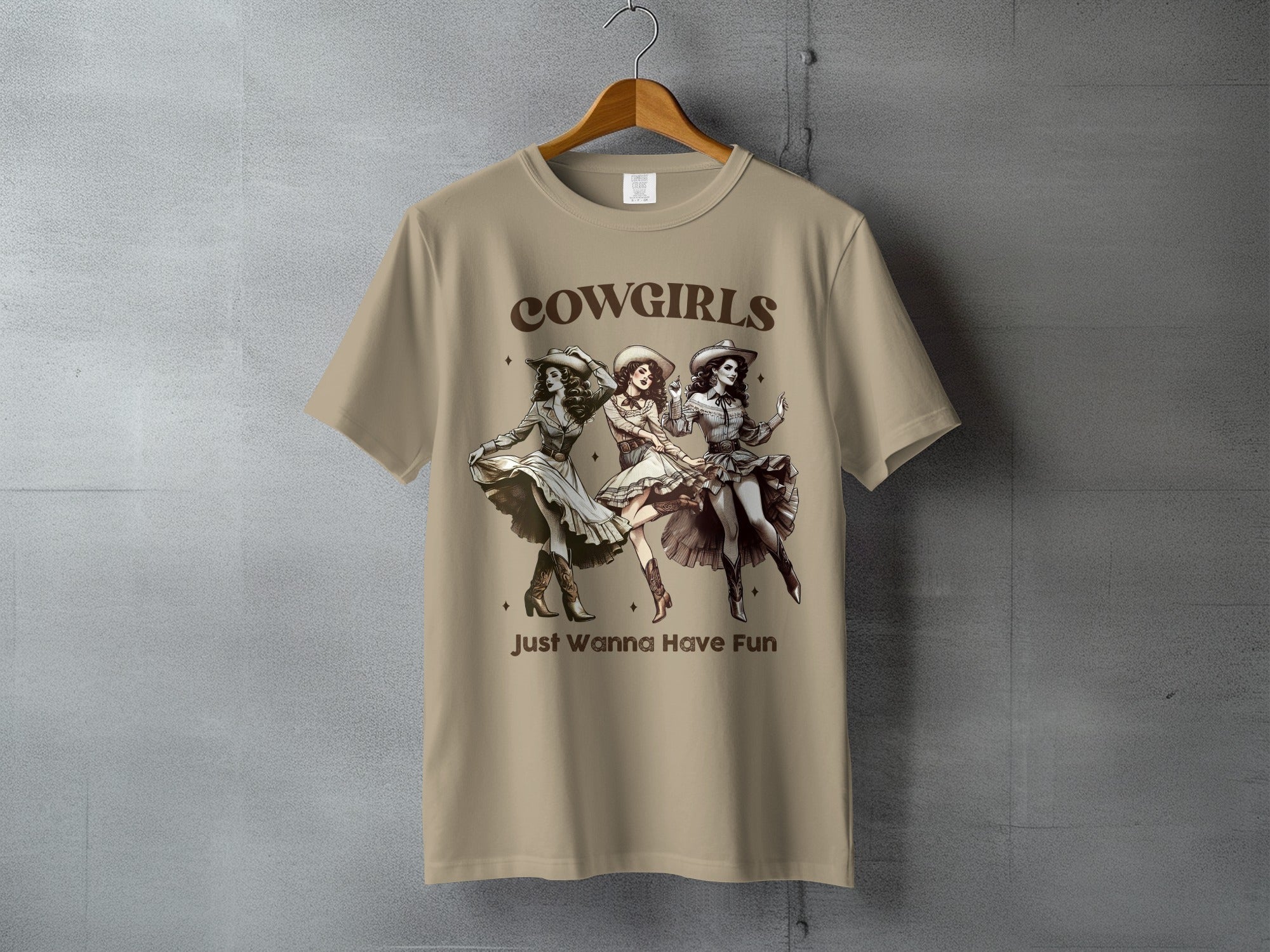 Cowgirls Just Wanna Have Fun Graphic - statement cowgirl tee, heavyweight cotton, Texas Dust & Denim western apparel