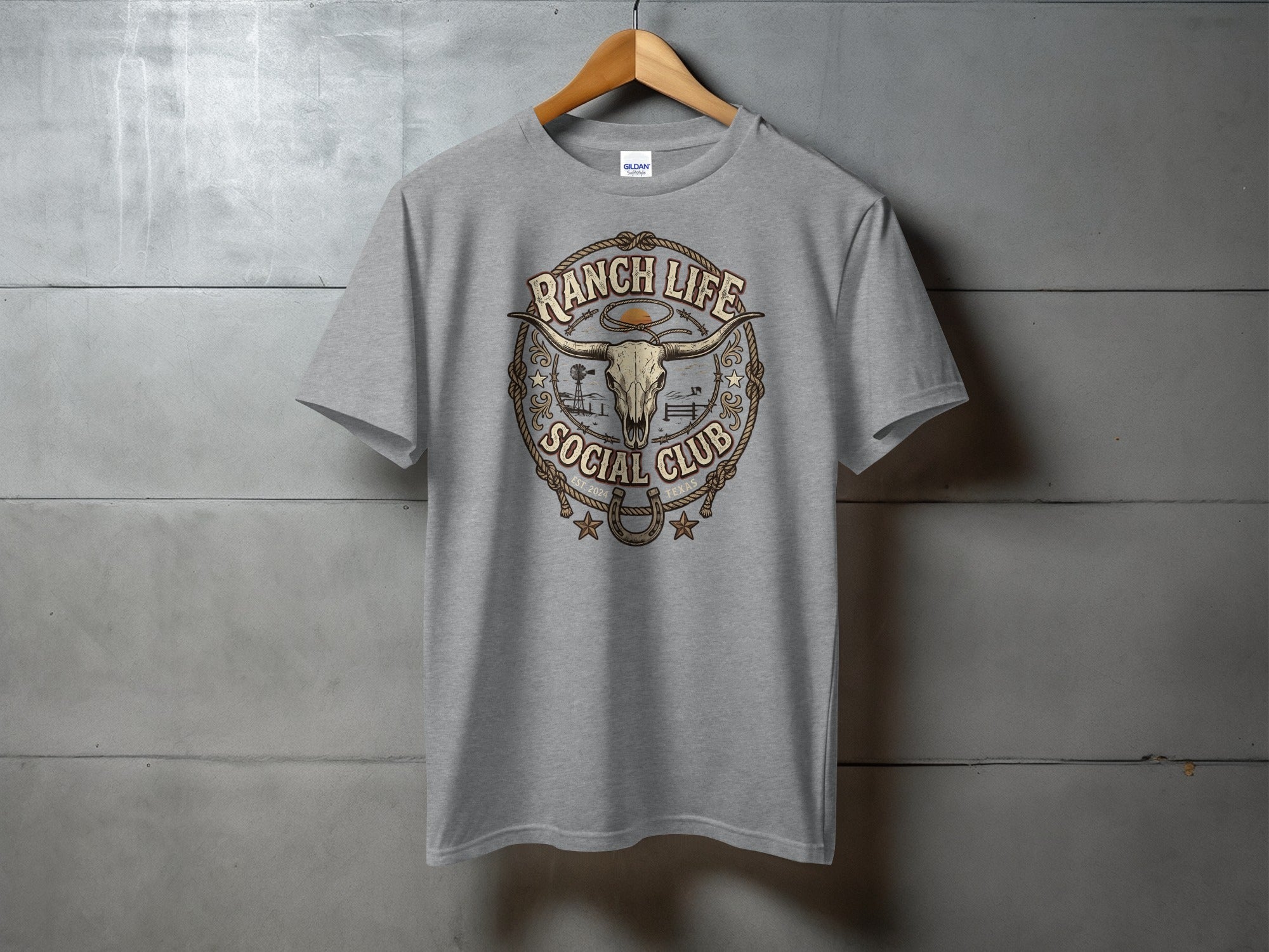 Ranch Life Social Club Vintage Western - ranch life graphic tee, heavyweight cotton, Texas Dust & Denim western apparel