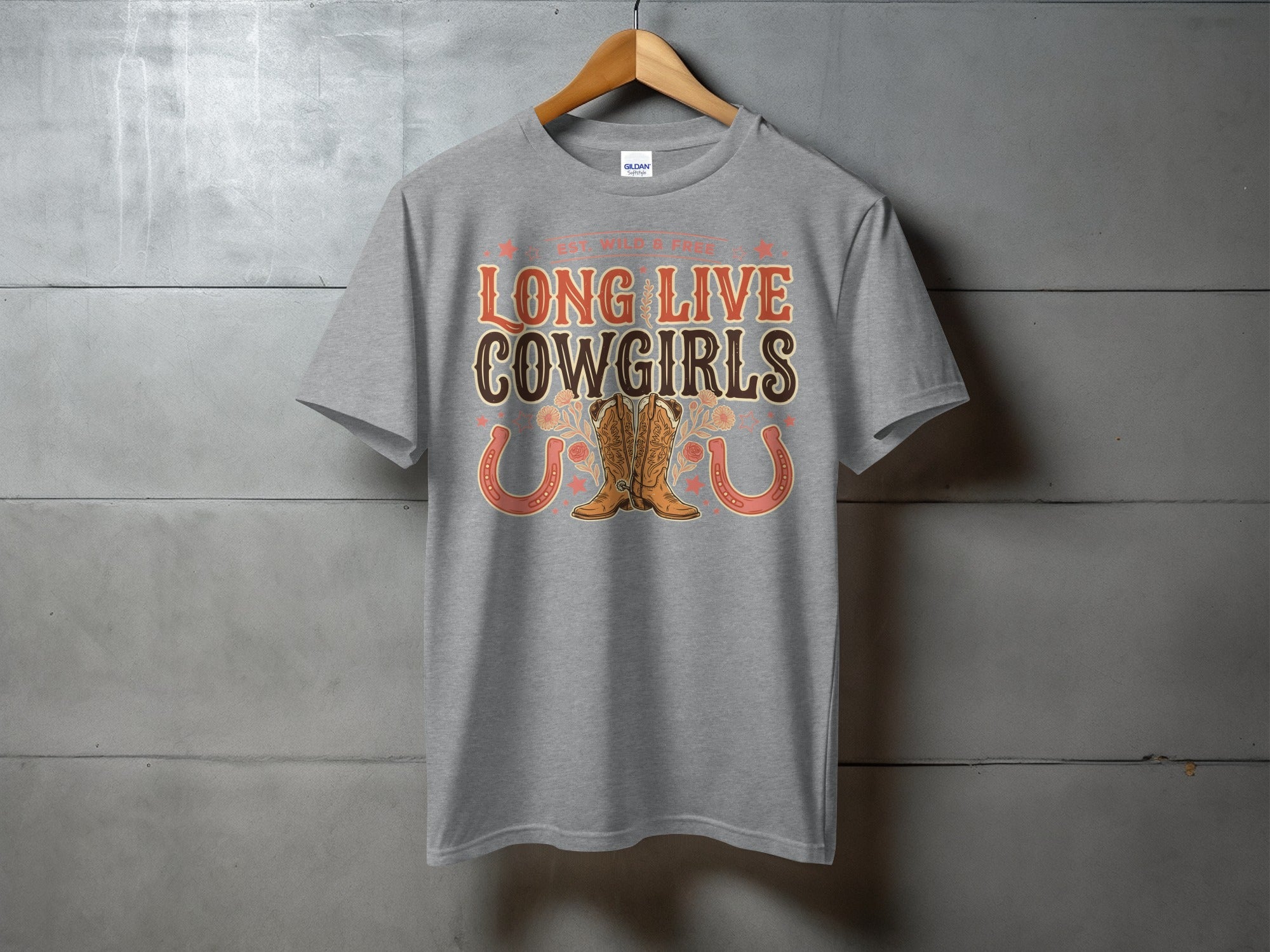 Wild & Free Cowgirl Spirit Graphic - statement cowgirl tee, heavyweight cotton, Texas Dust & Denim western apparel