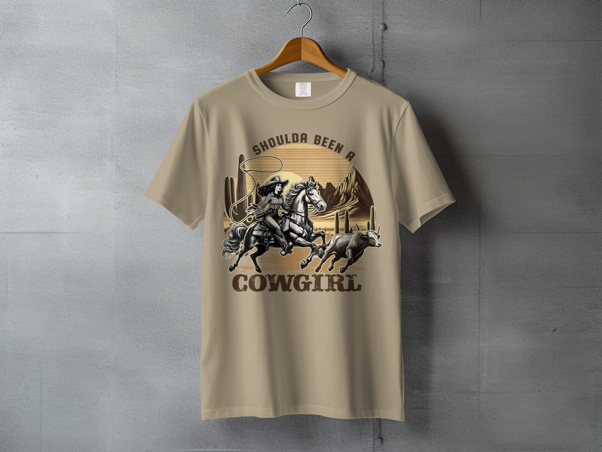Shoulda Been A Cowgirl Graphic - statement cowgirl tee, heavyweight cotton, Texas Dust & Denim western apparel