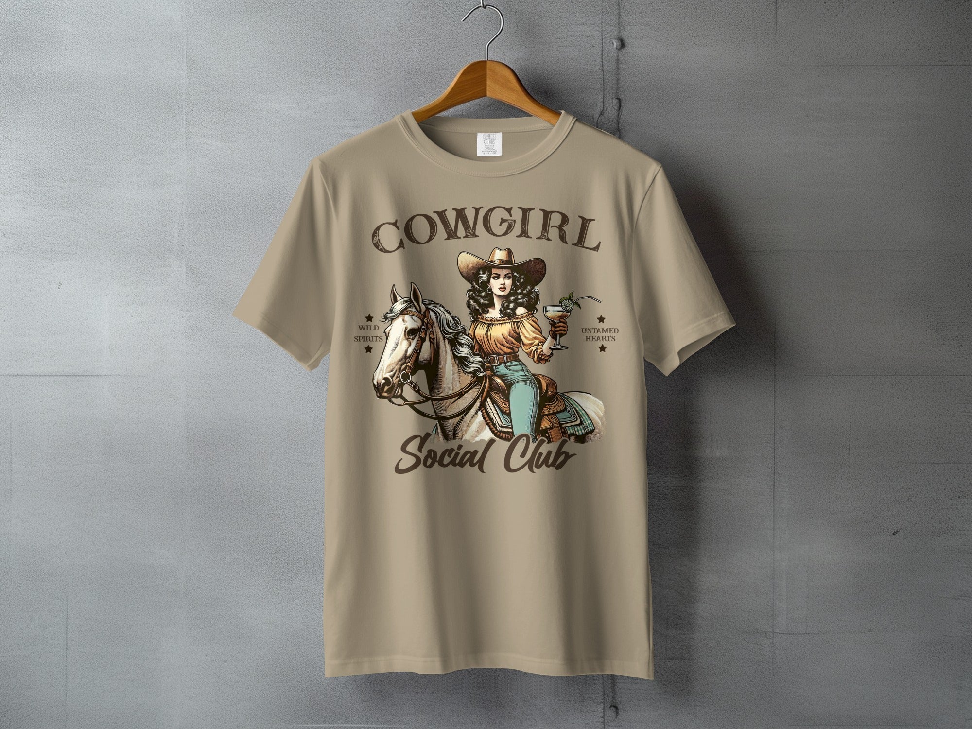 Retro Cowgirl Social Club - ranch life graphic tee, heavyweight cotton, Texas Dust & Denim western apparel