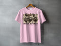 Pink t-shirt with western saddles hanging on a wooden fence, text reads "HOLY SPIRIT come like a flood."