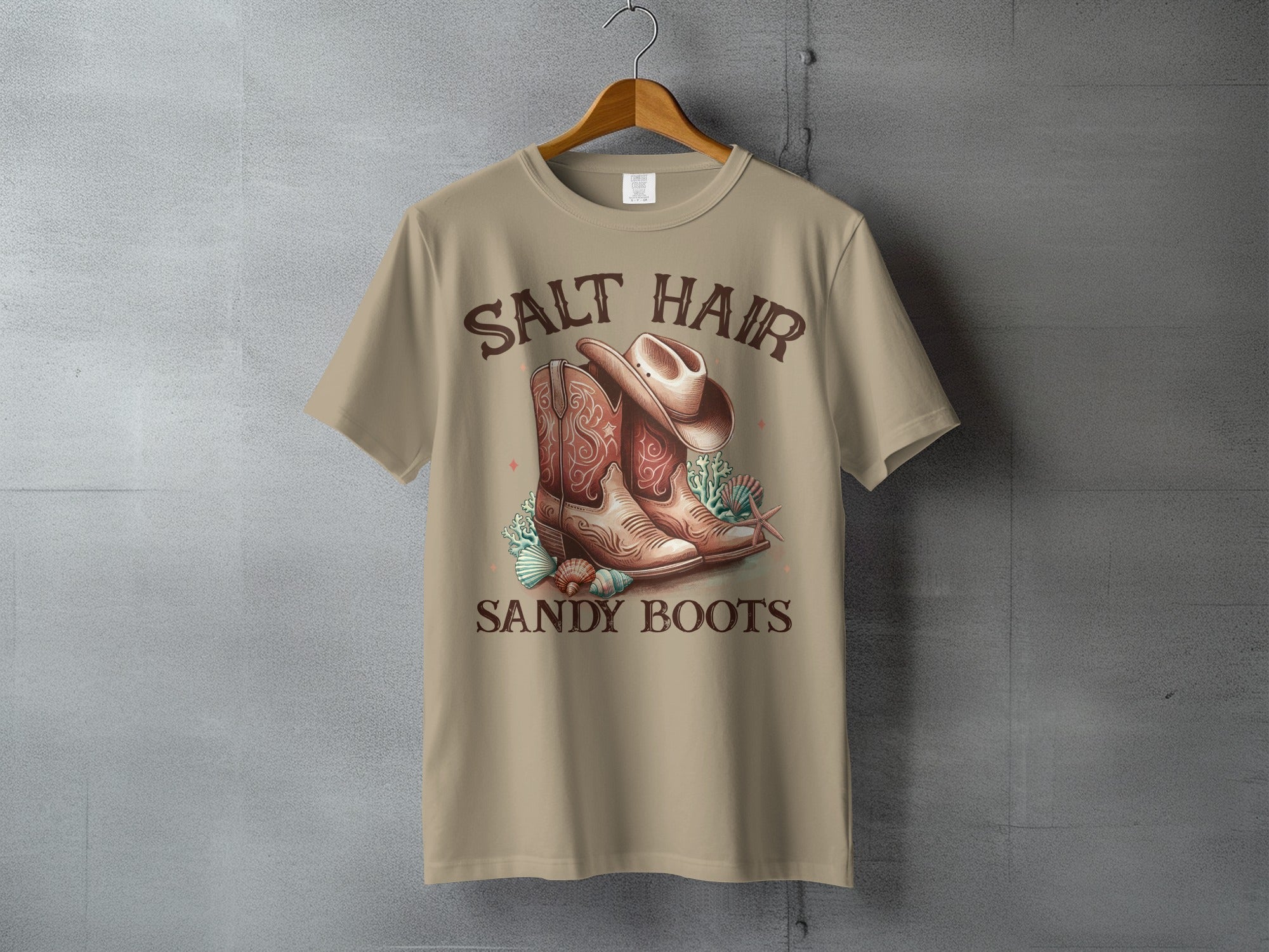 Salt Hair & Sandy Boots Graphic - coastal cowgirl tee, heavyweight cotton, Texas Dust & Denim western apparel