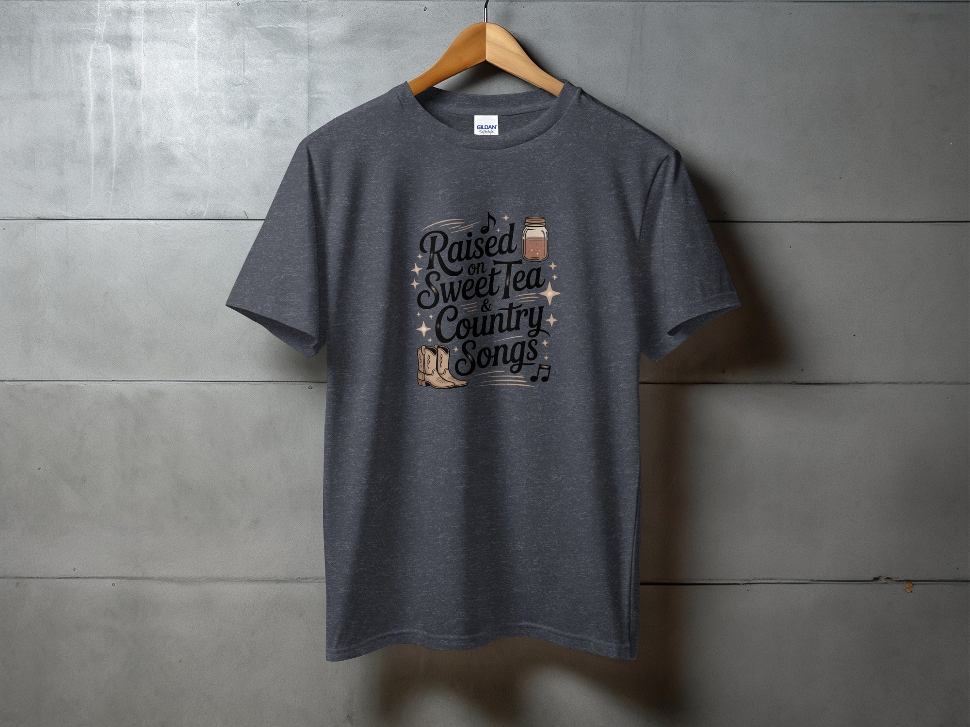 Raised on Sweet Tea & Country Songs - country music tee, heavyweight cotton, Texas Dust & Denim western apparel